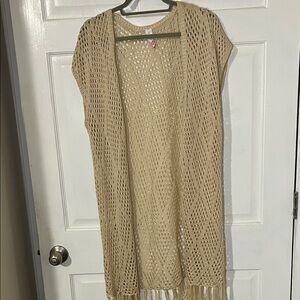 No Boundaries Cream Knit Vest with Fringe